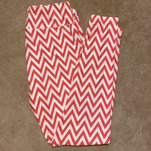 Lularoe Tall and Curvy Leggings-pink and white chevron